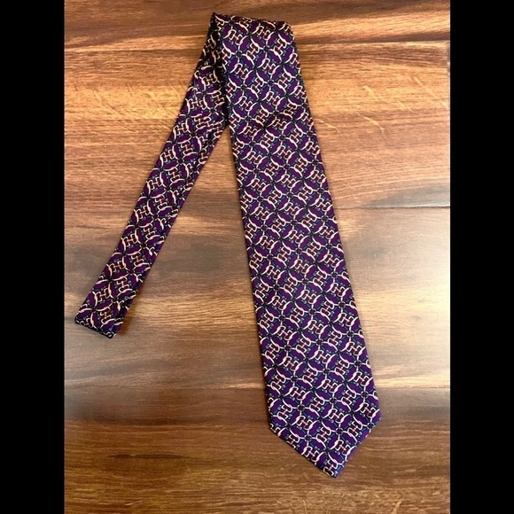 🍂SALE🍂 BROOKS BROTHERS Makers Purple All Silk Links Print Necktie Made In USA - Picture 2 of 9